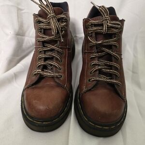 Brown Leather Dr. Martens Lace Up Platform Boots